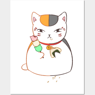 Nyanko Sensei eating (Natsume Yuujinchou) Posters and Art